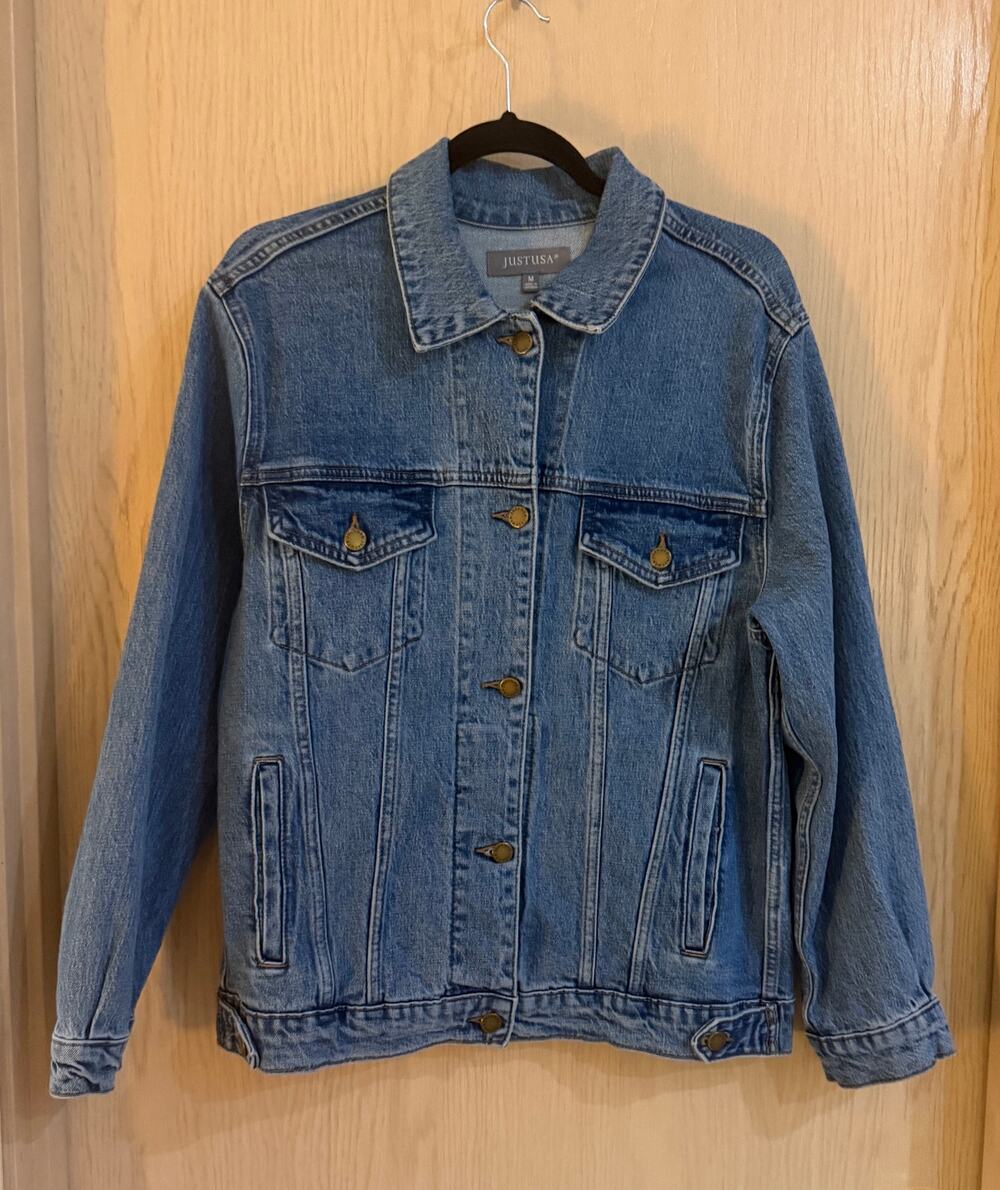 Just USA Denim Jacket Medium Oversized Trucker Jean Jacket NWOT